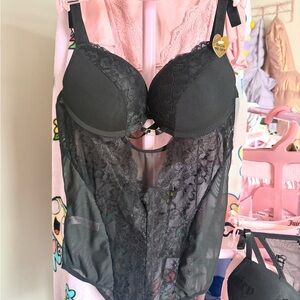 Juicy Couture Black Lace Bra Bodysuit